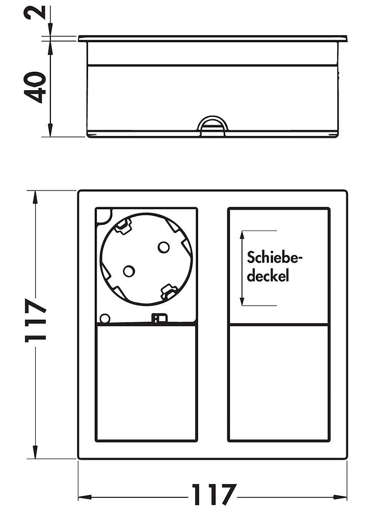 PLAZA 2 Steckdosenelement MATTSCHWARZ - Schuko 2-fach mit Schiebedeckel / Steckdosen – Bild 2