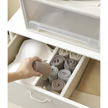 RUHHY 25632 Schubladenorganisator weiß, 4er Pack, Länge einstellbar von 42 bis 56 cm / Schubladentrenner