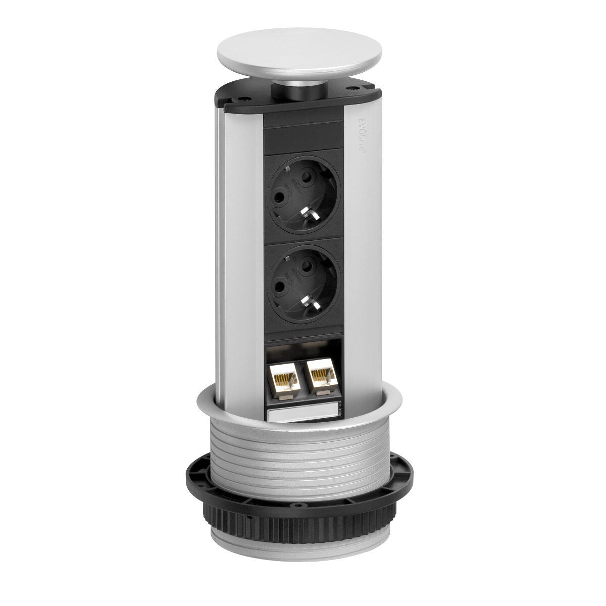 EVOLINE® PORT DATA 8031138 2-fach versenkbare Steckdose 2x CAT6, silber