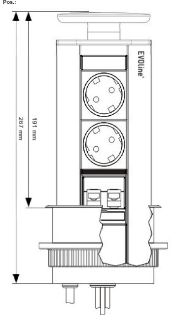 EVOLINE® PORT DATA 8031138 2-fach versenkbare Steckdose 2x CAT6, silber