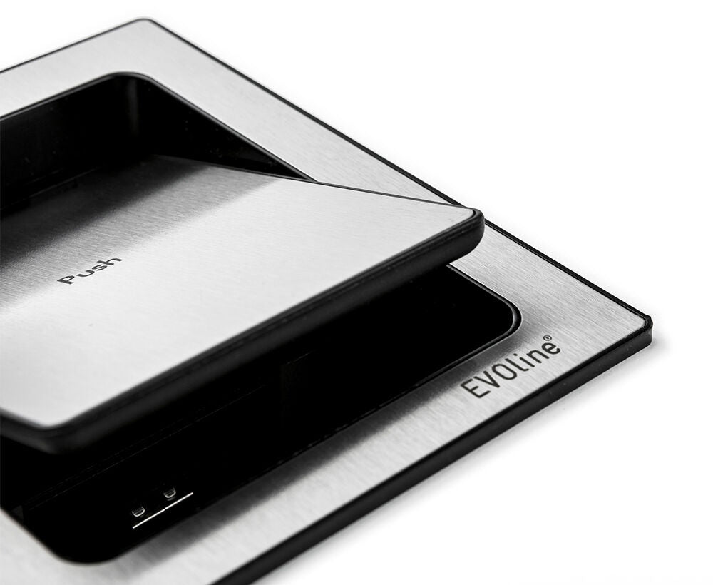 EVOline PORT Push Cuisine 2-fach VDE Steckdosenleiste und USB-Port, versenkbar / Mehrfachsteckdose / Steckdosenverteiler