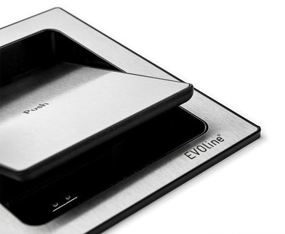 EVOline PORT Push Cuisine 2-fach VDE Steckdosenleiste und USB-Port, versenkbar / Mehrfachsteckdose / Steckdosenverteiler