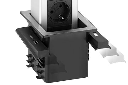 EVOline PORT Push 2-fach Steckdosenleiste mit USB-Port mit Glasdeckel, weiß matt / Mehrfachsteckdose / Steckdosenverteiler