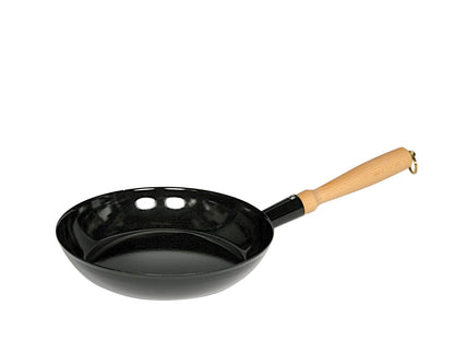 RIESS 0564-022 Holzknechtpfanne Ø 24 cm Schwarzemaille mit Holzgriff / Eisenpfanne