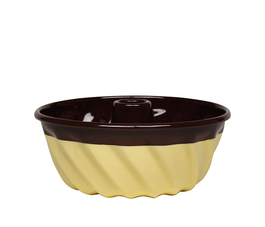 RIESS 0495-573 Napfkuchenform 22 cm SCHOKO/VANILLE, Sarah Wiener by Dottings, Emaille