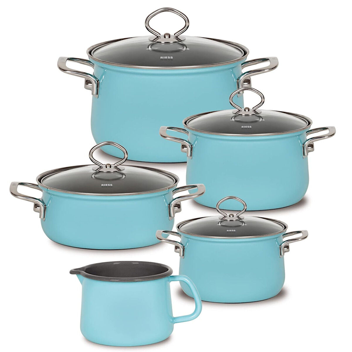 RIESS 0546-037 RIESS Emaille Spar-Set 5-tlg. Nouvelle extra stark, KRISTALLBLAU