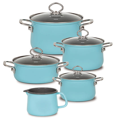 RIESS 0546-037 RIESS Emaille Spar-Set 5-tlg. Nouvelle extra stark, KRISTALLBLAU