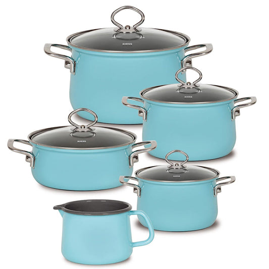 RIESS 0546-037 RIESS Emaille Spar-Set 5-tlg. Nouvelle extra stark, KRISTALLBLAU