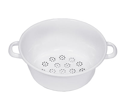 RIESS 0328-033 Gemüsesieb 26 cm, Emaille, CLASSIC, CLASSIC WEISS