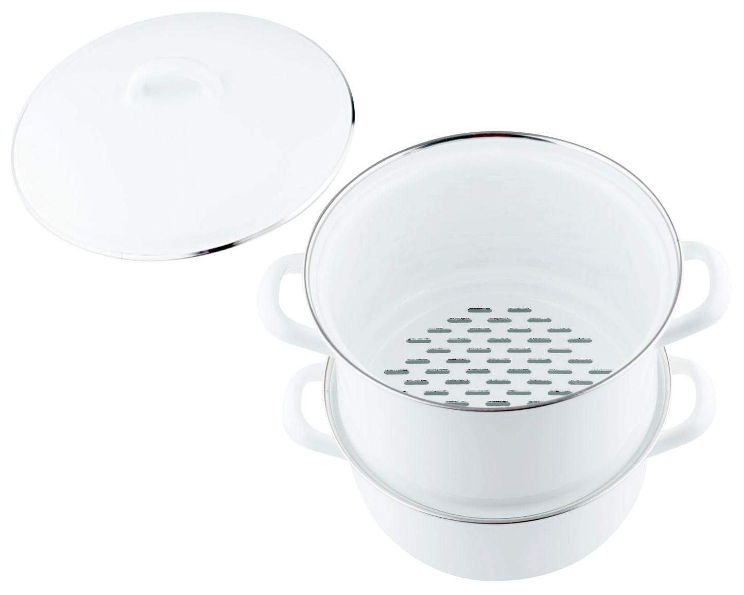 RIESS 0286-033 Kartoffelkocher mit Emailledeckel 18 cm, Classic Weiss / Dünsttopf – Bild 3