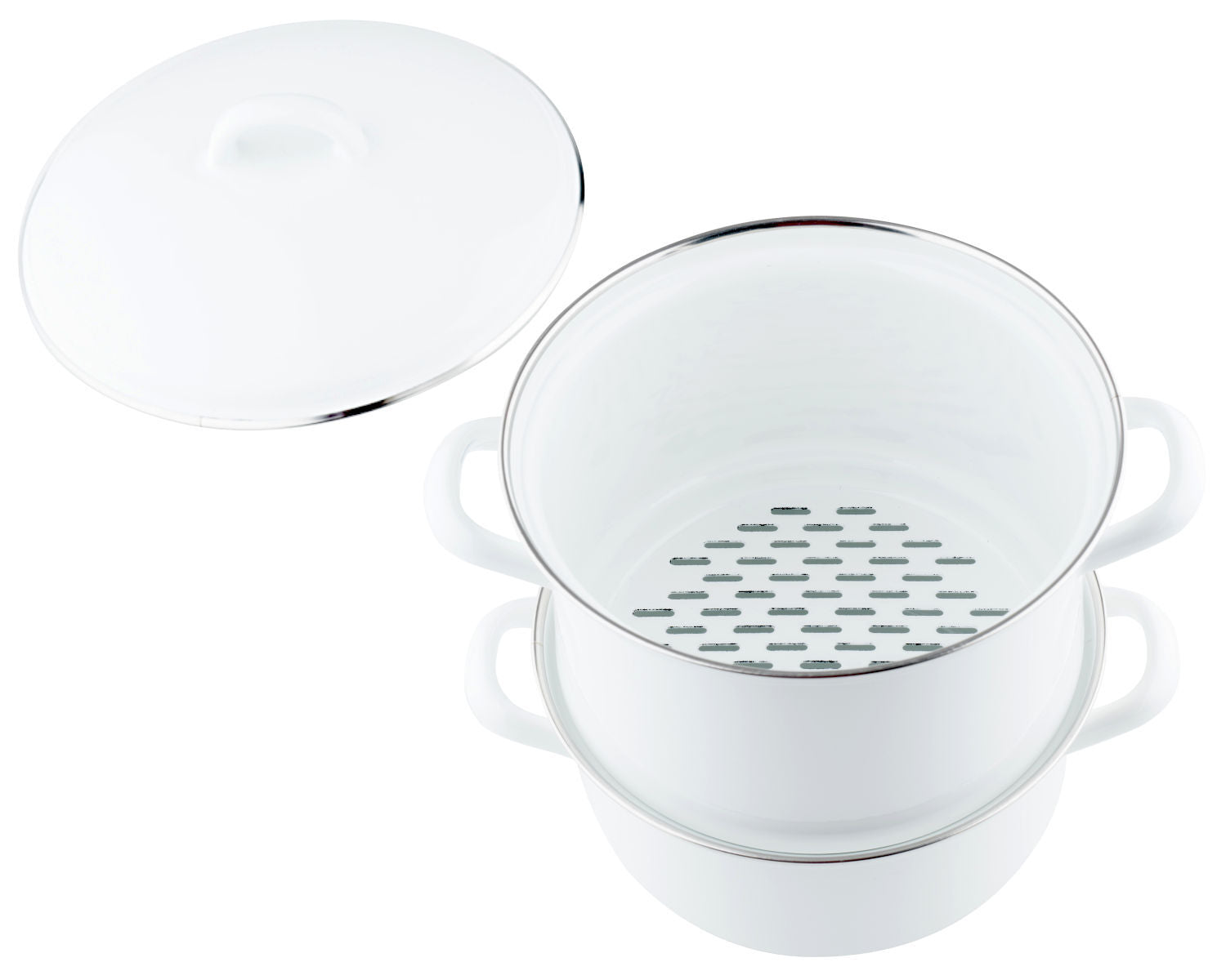 RIESS 0286-033 Kartoffelkocher mit Emailledeckel 18 cm, Classic Weiss / Dünsttopf – Bild 3