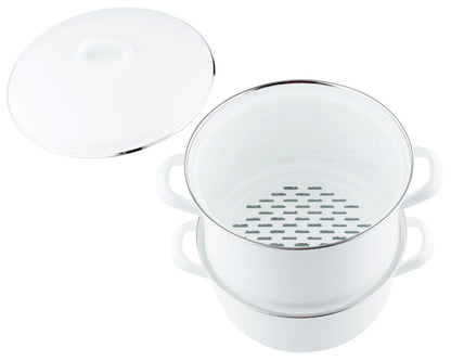 RIESS 0286-033 Kartoffelkocher mit Emailledeckel 18 cm, Classic Weiss / Dünsttopf – Bild 3
