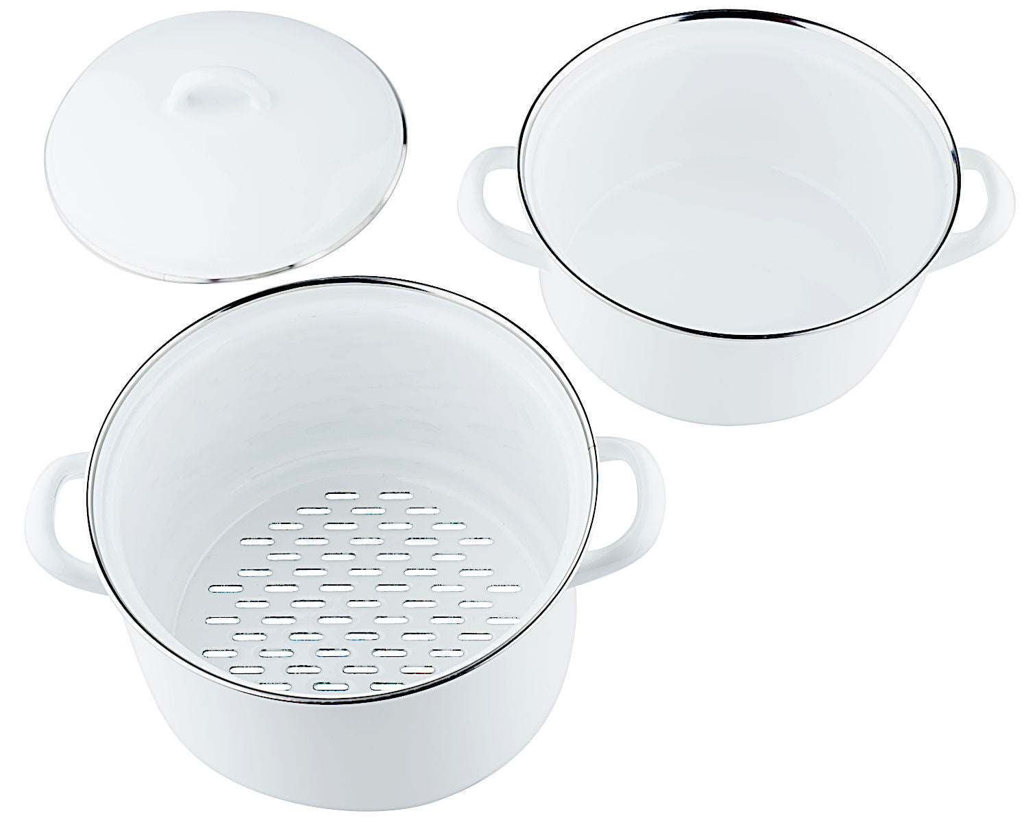 RIESS 0286-033 Kartoffelkocher mit Emailledeckel 18 cm, Classic Weiss / Dünsttopf – Bild 2