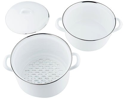RIESS 0286-033 Kartoffelkocher mit Emailledeckel 18 cm, Classic Weiss / Dünsttopf – Bild 2