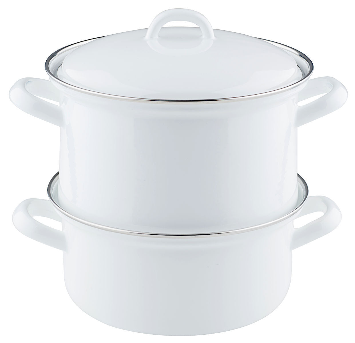 RIESS 0286-033 Kartoffelkocher mit Emailledeckel 18 cm, Classic Weiss / Dünsttopf