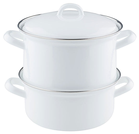 RIESS 0286-033 Kartoffelkocher mit Emailledeckel 18 cm, Classic Weiss / Dünsttopf