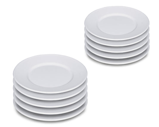 10er SET RIESS 0302-033 Teller flach 21 cm, Classic Weiss / Emailleteller