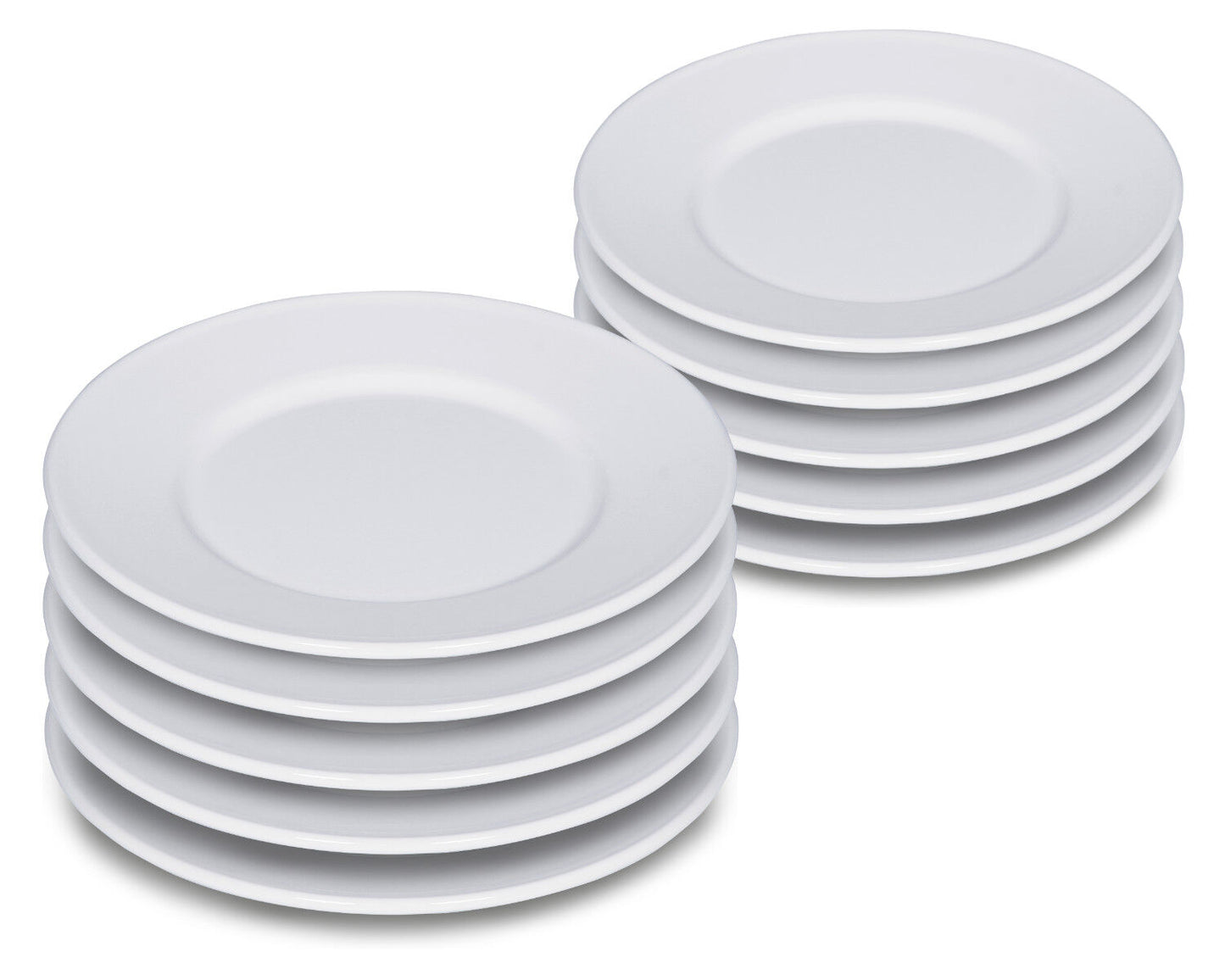 10er SET RIESS 0503-033 Teller flach 26 cm, Classic Weiss / Emailleteller
