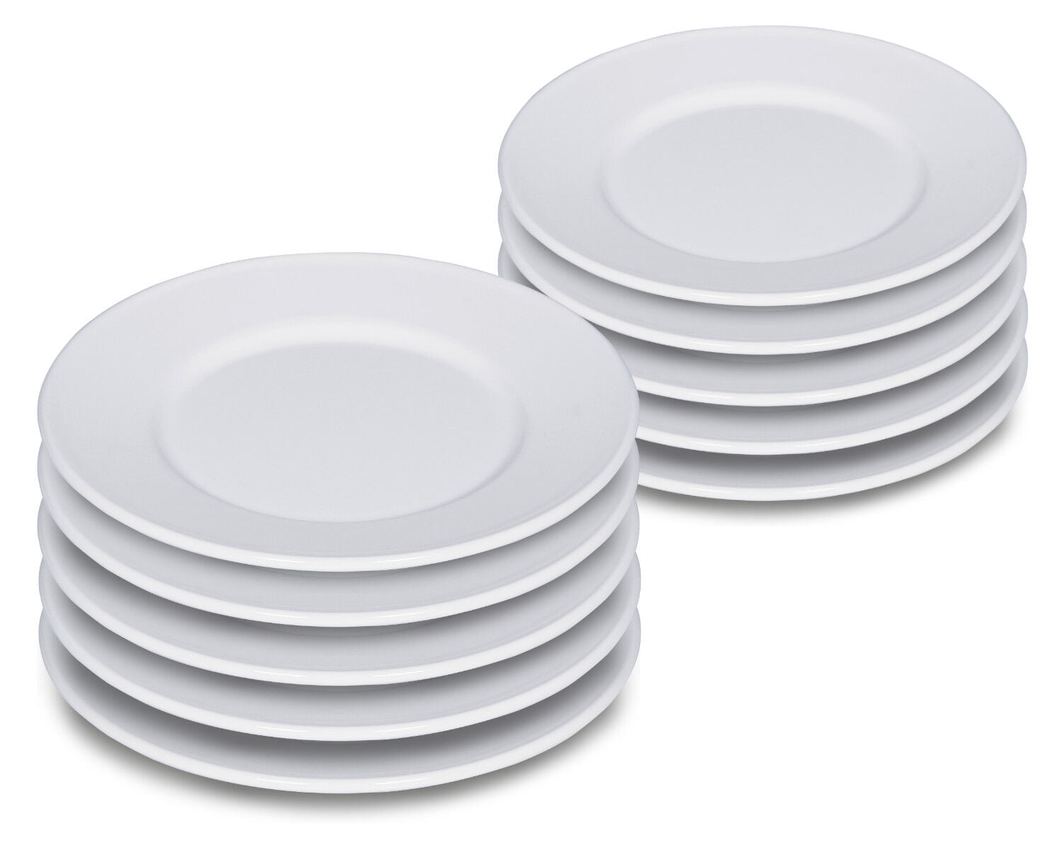 10er SET RIESS 0503-033 Teller flach 26 cm, Classic Weiss / Emailleteller