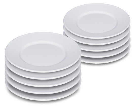10er SET RIESS 0503-033 Teller flach 26 cm, Classic Weiss / Emailleteller