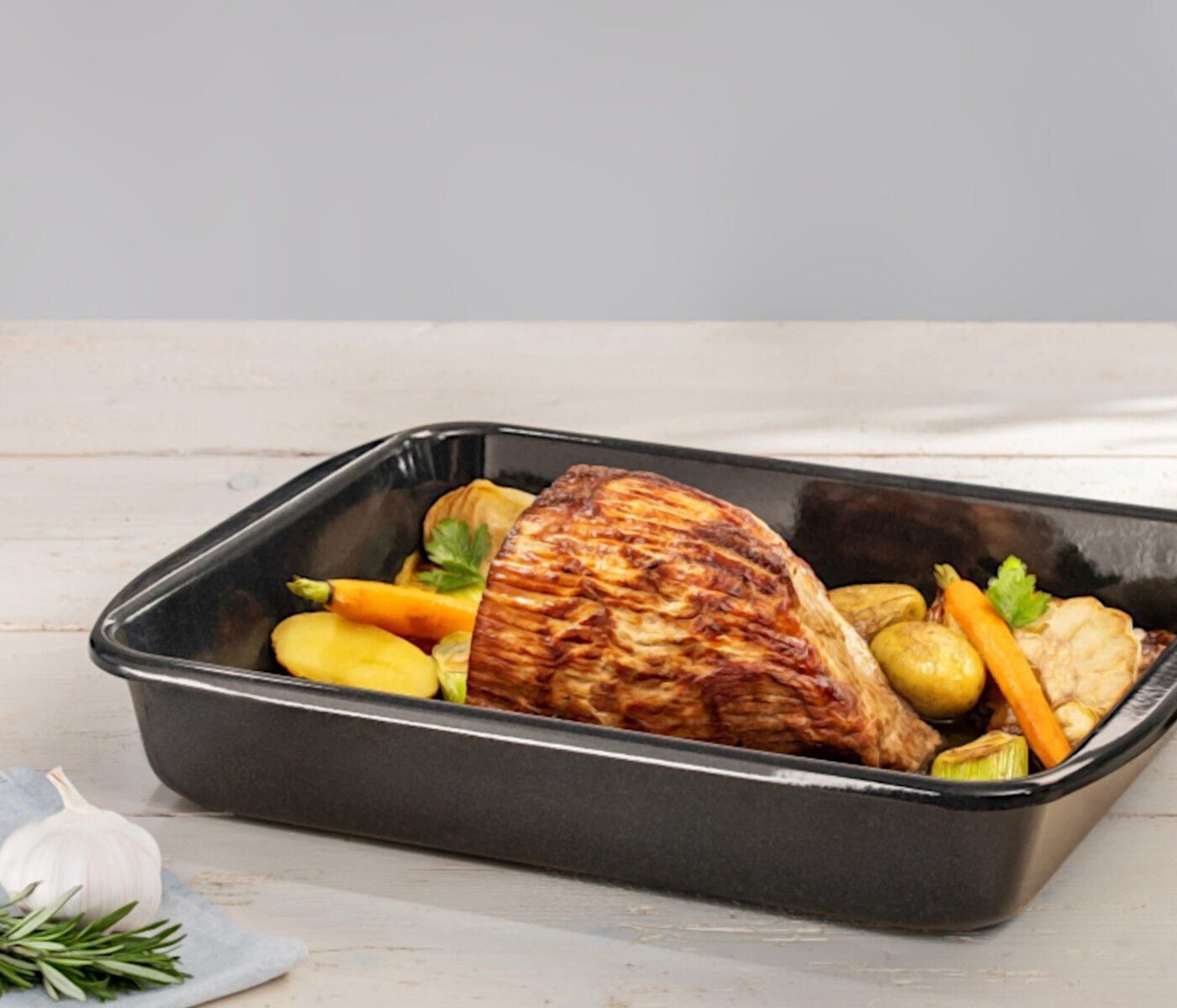 RIESS 0433-022 Grillpfanne mit Waffelboden 35 x 23 cm, Schwarzemaille – Bild 2