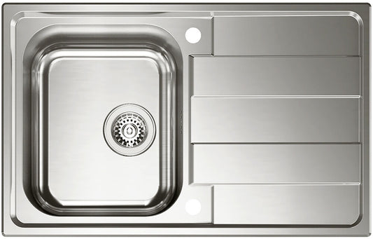 Spüle RIVA 1 mit Drehexcenterbedienung / Edelstahlspüle / CONTURA / Ausschnitt 770 x 480 mm