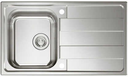 Spüle RIVA 2 mit Drehexcenterbedienung / Edelstahlspüle / CONTURA / Ausschnitt 835 x 475 mm