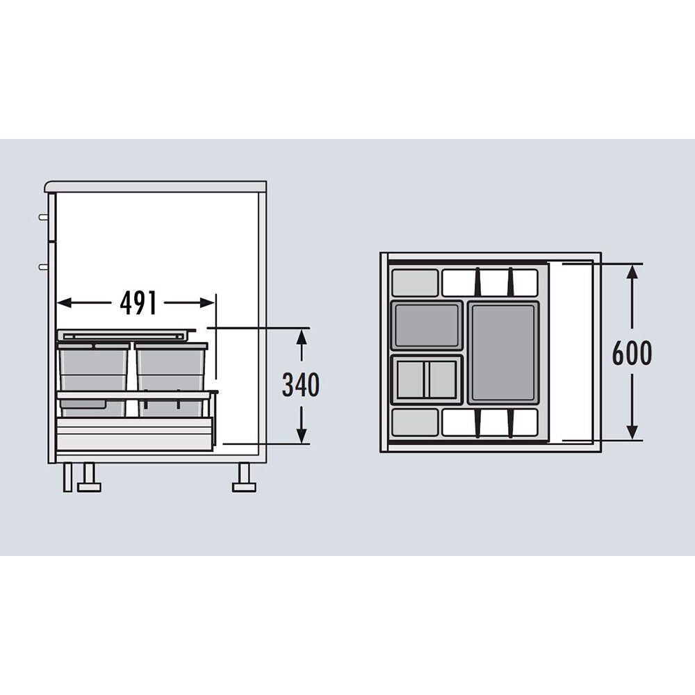 Hailo 3620611 Abfallsorter SEPARATO K 60, 34 (1x18 + 2x8) Liter / Hailo XS Inset 60.3/34 für 60 cm SB – Bild 2