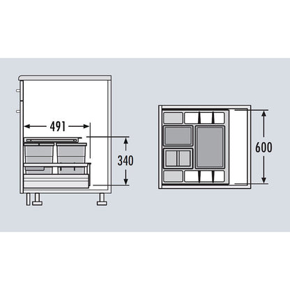 Hailo 3620611 Abfallsorter SEPARATO K 60, 34 (1x18 + 2x8) Liter / Hailo XS Inset 60.3/34 für 60 cm SB – Bild 2
