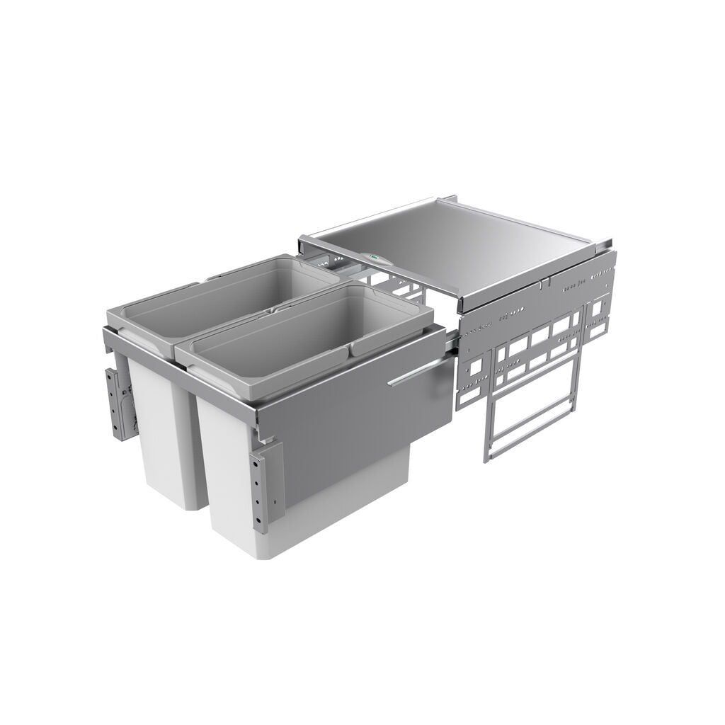 NABER 8012301 Abfallsammler 32 (2x16) Liter Cox® Base 360 S/450-2 hellgrau, H 360 mm