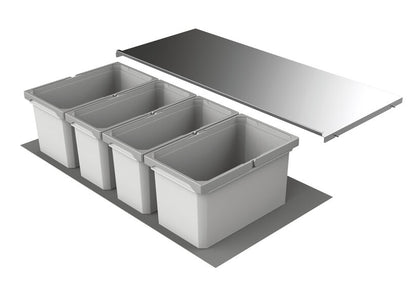 Abfallsorter Cox Box 1T/1000-4 mit vierfach Trennung für 100 cm Schrankbreite / Abfalleimer / Abfallsammler / Mülleimer