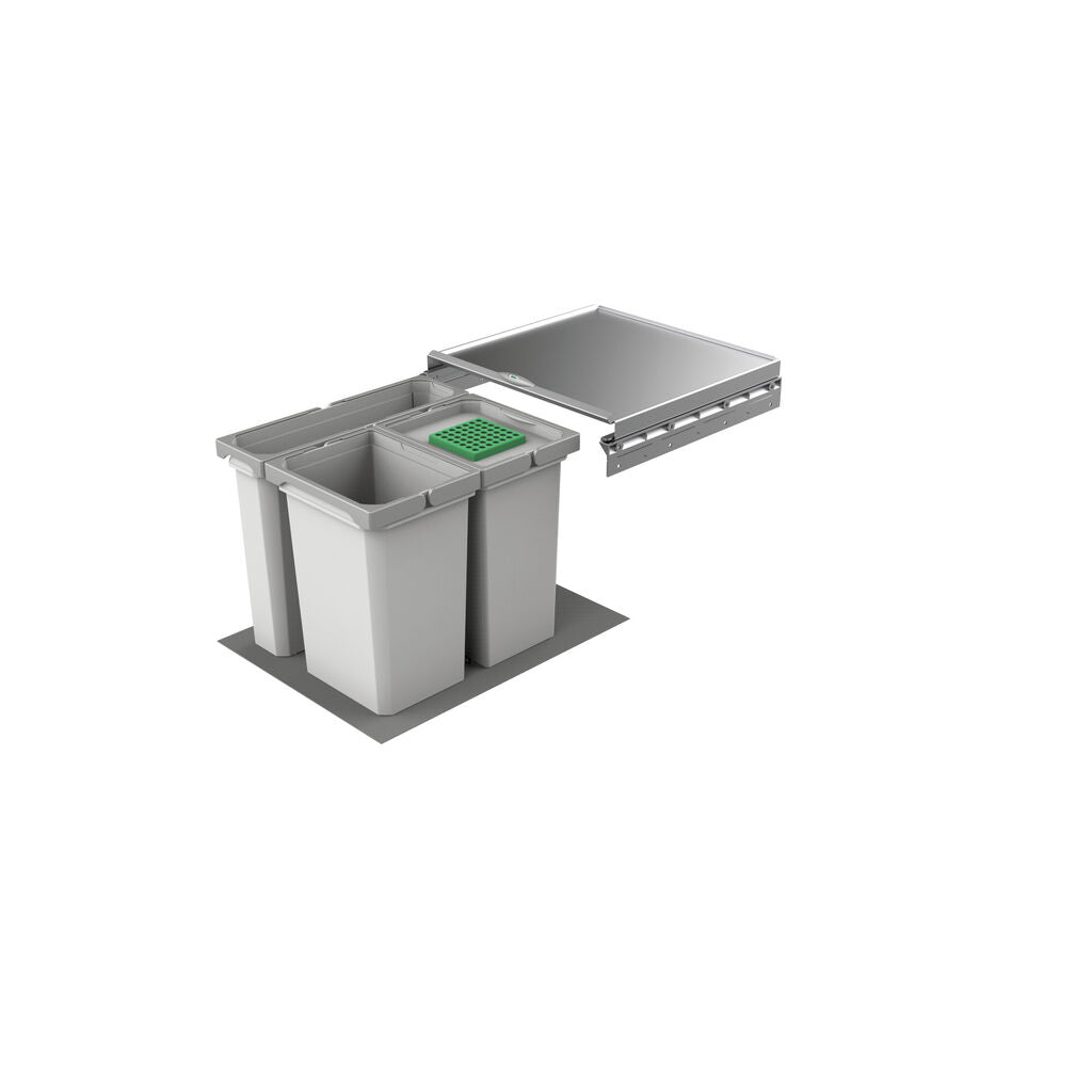 NABER Abfallsorter 28,5 (8,5 + 2x10) Liter COX® BOX 360 S/450-3 inkl. Biodeckel für 45 cm Schrankbreite