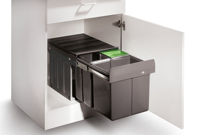 WESCO Abfallsorter 32 (16 + 2x8) Liter TRIO MASTER 3 DS inkl. Biodeckel und Rollwagen DS, ab Schrankbreite 40 cm