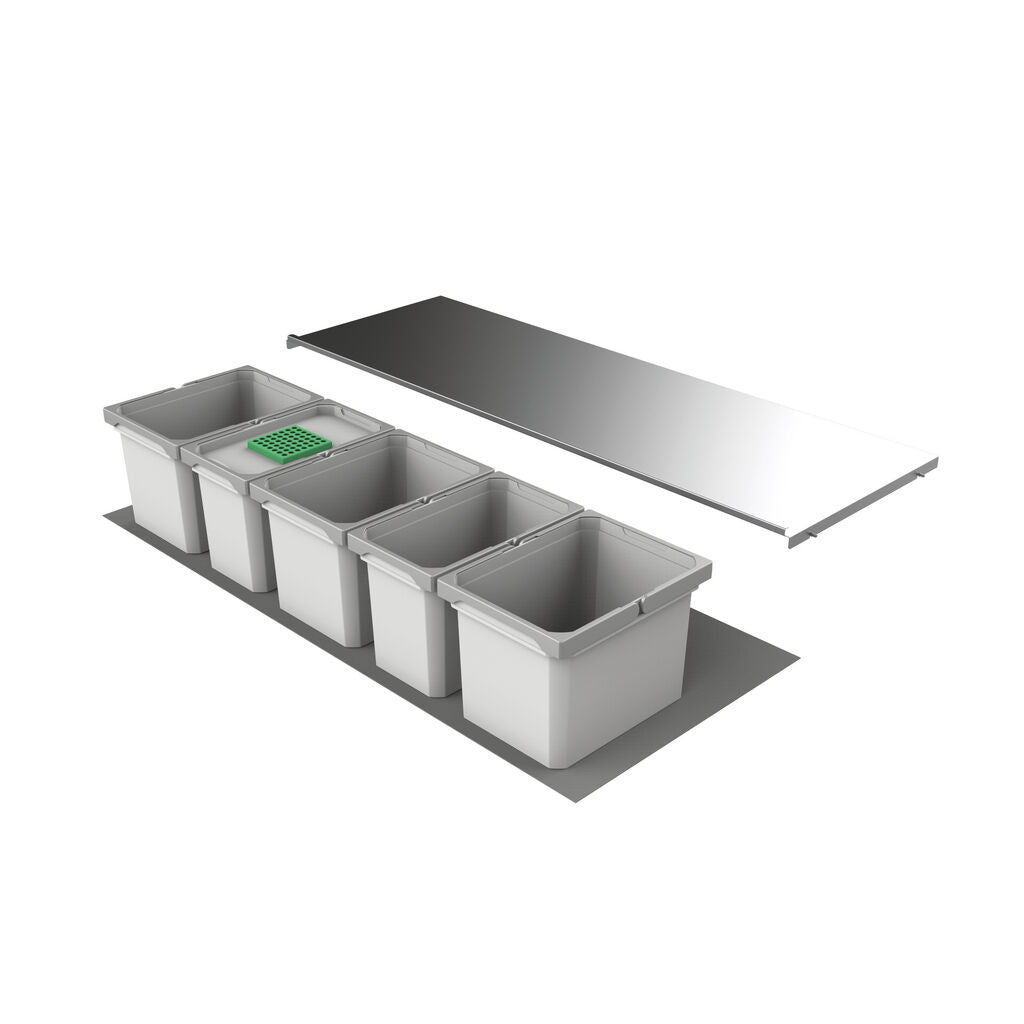 Abfallsorter Cox Box 235 K / 1200-5 für 120 cm Schrankbreite mit Biodeckel / 5-fach Trennung, 45 (3x10 und 2x 7,5)…
