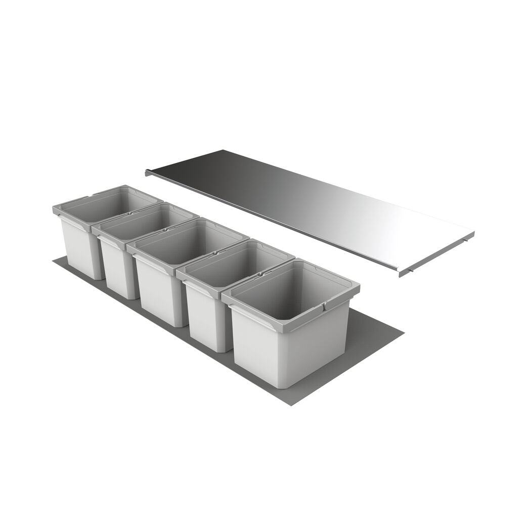 Abfallsorter Cox Box 235 K / 1200-5 für 120 cm Schrankbreite / 5-fach Trennung, 45 (3x10 und 2x 7,5) Liter /…
