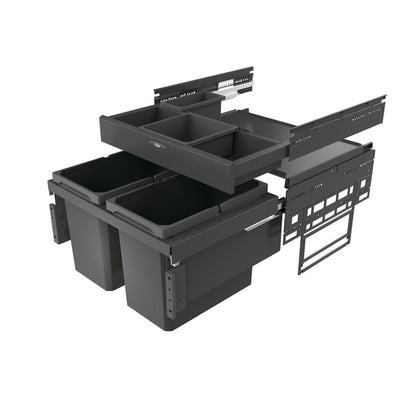 NABER 8013373 Abfallsammler 44 (2x22) Liter Cox® Base 360 S/600-2 mit Base-Board, anthrazit, H 460 mm