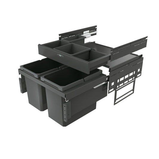 NABER 8013373 Abfallsammler 44 (2x22) Liter Cox® Base 360 S/600-2 mit Base-Board, anthrazit, H 460 mm