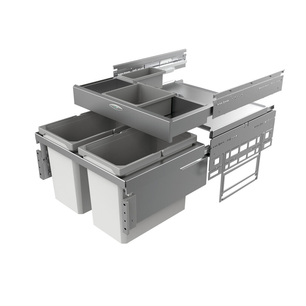 NABER 8012373 Abfallsammler Cox® Base 360 S/600-2 mit Base-Board, hellgrau, H 460 mm