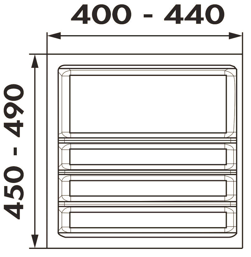 Besteckeinsatz Ordine für 50 cm Schrank, zuschneidbar (B 400-440 x T 450-490 mm), edelstahlfarbig, inkl. 2… – Bild 2