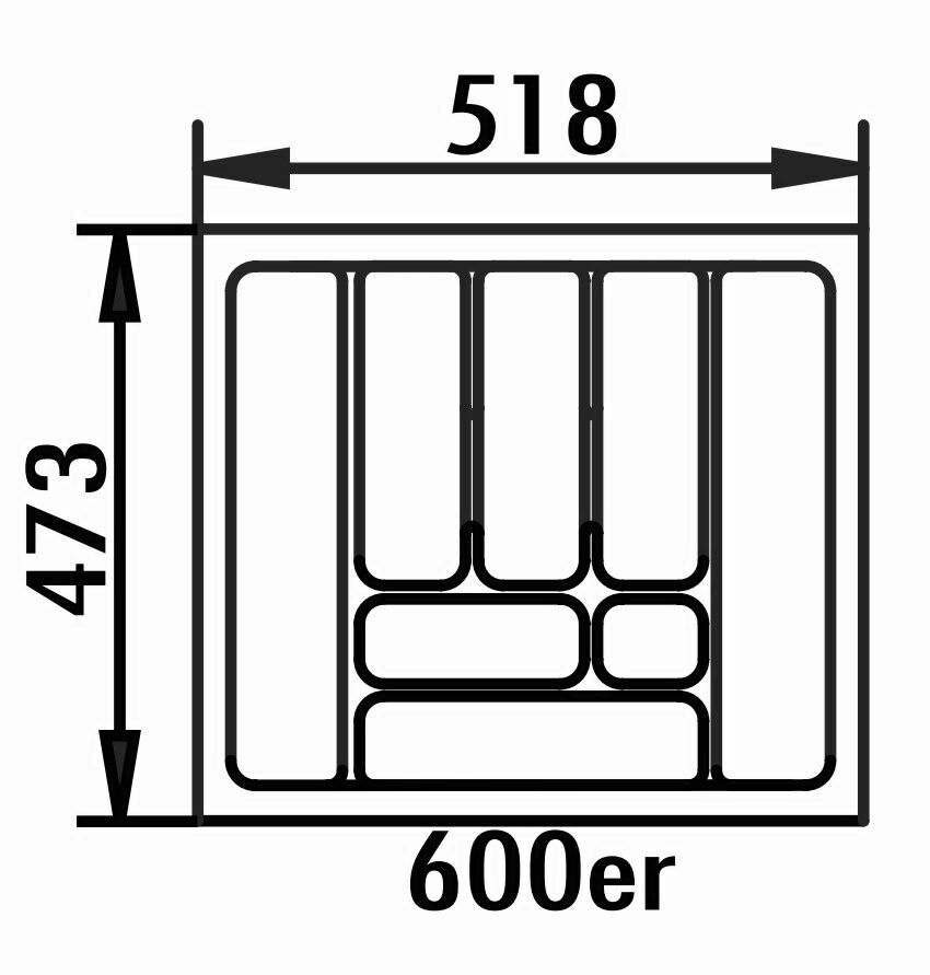 Naber 8030012 Besteckeinsatz 4 für 600er Schrank, B 518 x T 473 x H 50 mm, silbergrau – Bild 2