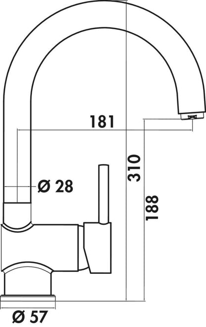 NABER Armatur Linea DARGO, chrom, Hochdruck / Küchenarmatur / Einhebelmischer – Bild 2