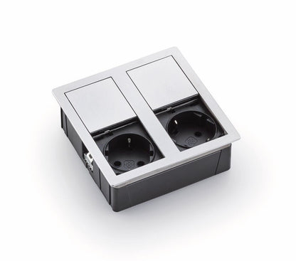 VersaHit Dual Steckdosenelement WEISS MATT - Schuko 2-fach mit Schiebedeckel / Steckdosen