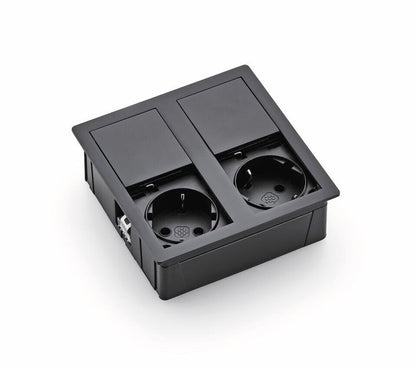 VersaHit Dual Steckdosenelement GUNMETAL - Schuko 2-fach mit Schiebedeckel / Steckdosen