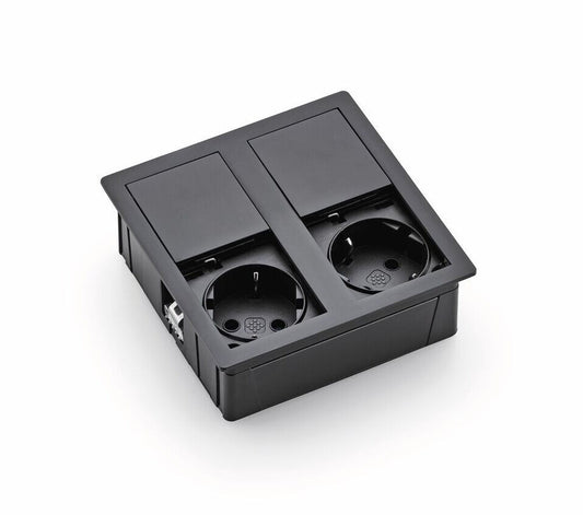 VersaHit Dual Steckdosenelement GUNMETAL - Schuko 2-fach mit Schiebedeckel / Steckdosen