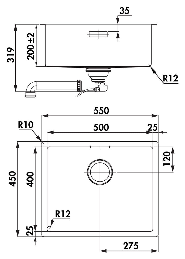 NABER 1015030 LUSSO 1 Einbauspüle, kupferfarbig, PVD-Beschichtung, ab 60 cm Schrankbreite / Spüle / Einzelbecken – Bild 2