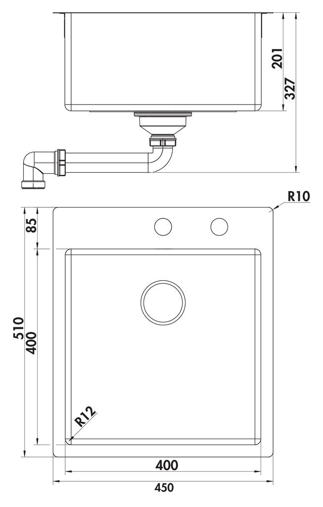 NABER 1013114 Einbauspüle Corno Piu PR3 ab 500er Schrankbreite, Edelstahl – Bild 2