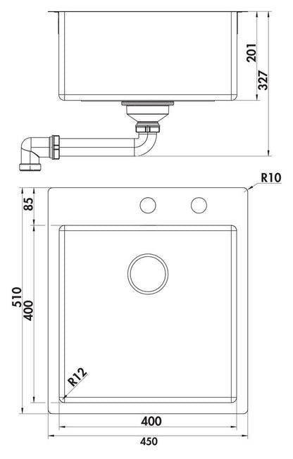 NABER 1013114 Einbauspüle Corno Piu PR3 ab 500er Schrankbreite, Edelstahl – Bild 2