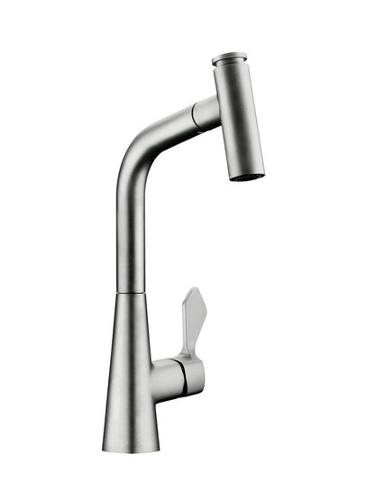 NABER Armatur UMORE 2 in Edelstahlfinish mit herausziehbarem Auslauf / Küchenarmatur / Einhebelmischer