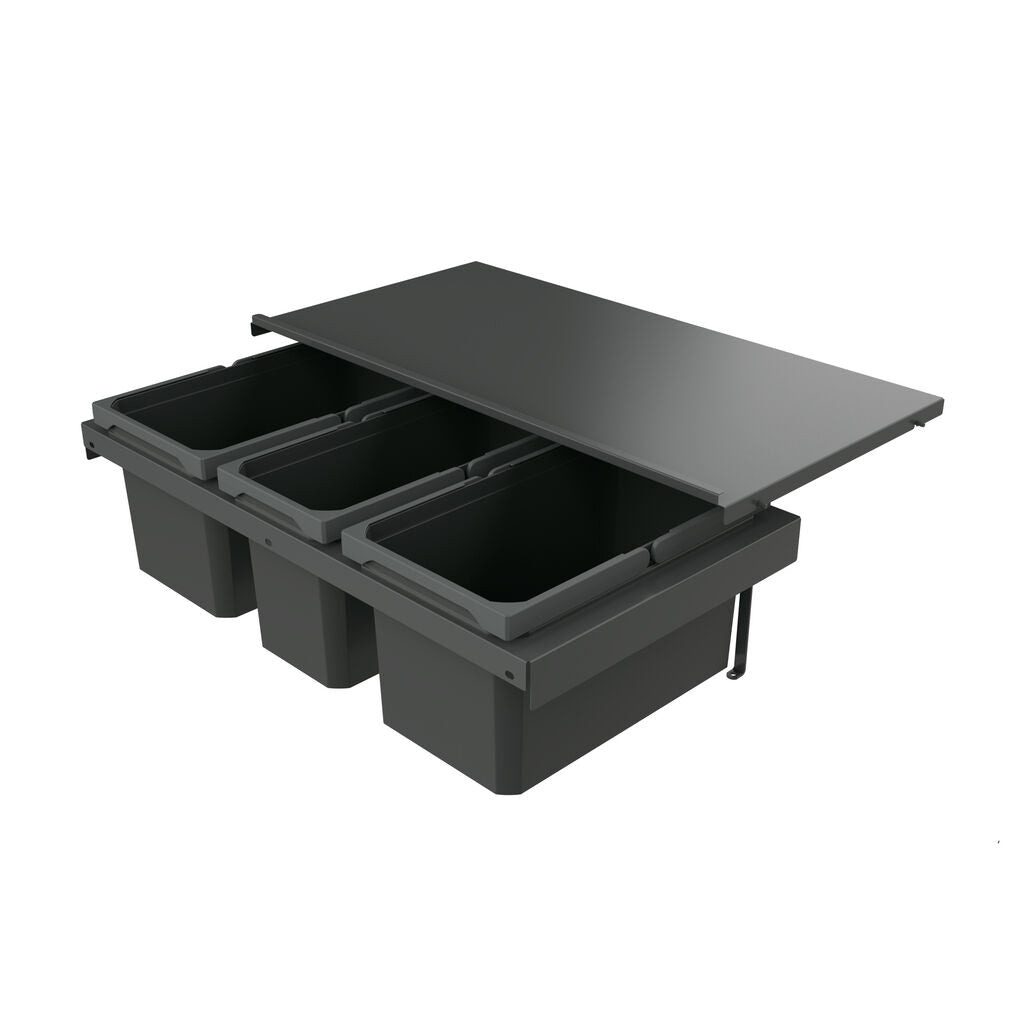 Naber 8013383 Abfallsammler Cox Stand-UP® 250 S/800-3, anthrazit, 36 (1x10/2x13) Liter / 80 cm Schrankbreite