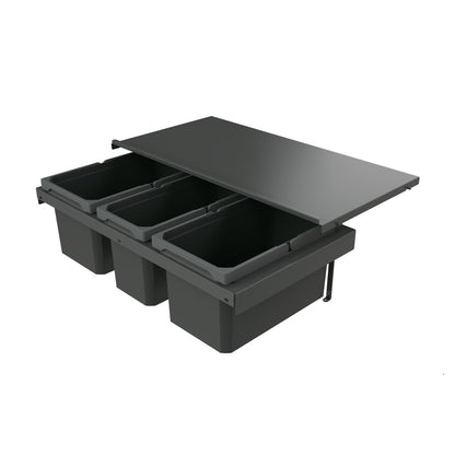 Naber 8013383 Abfallsammler Cox Stand-UP® 250 S/800-3, anthrazit, 36 (1x10/2x13) Liter / 80 cm Schrankbreite